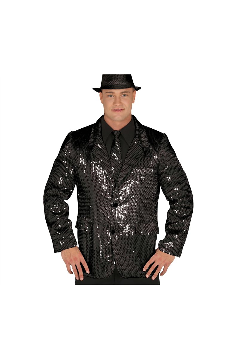 BLACK SEQUIN JACKET ADULT SIZE M 48-50