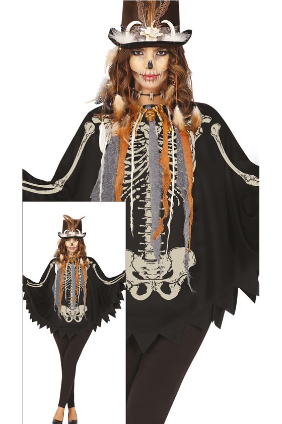 SKELETON PONCHO, ADULT, 42 - 44 (L)