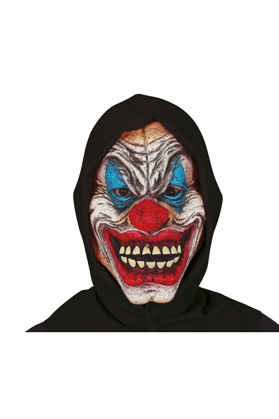 BLACK HOODED CLOWN MASK, VINYL