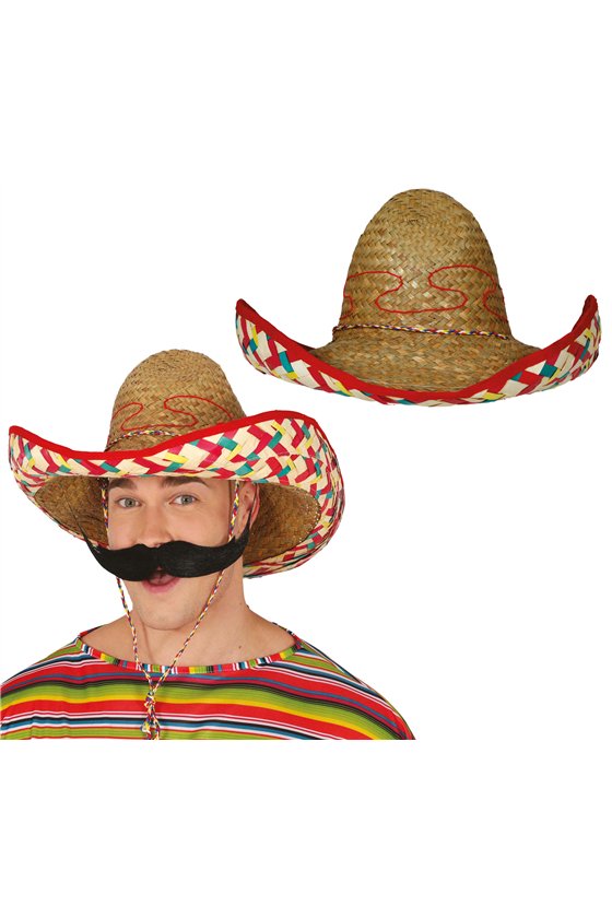 MEXICAN STRAW HAT 50 CMS DECORATED, ADULT