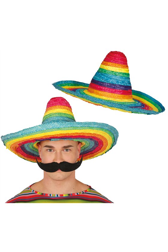 MEXICAN STRAW HAT 50 CMS MULTICOLOURED, ADULT
