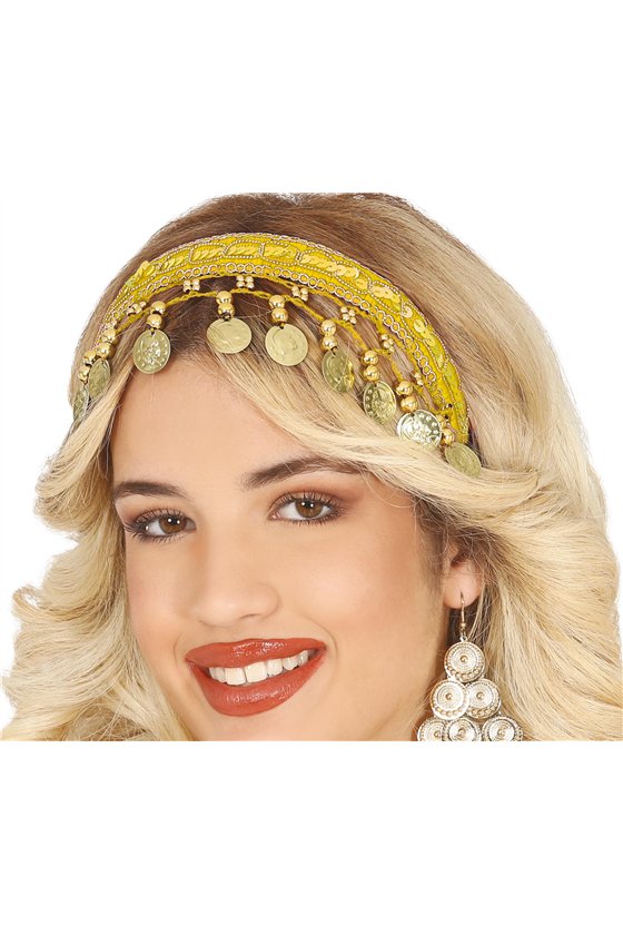 HEADBAND WITH GOLD COINS YELLOW, ADULTS