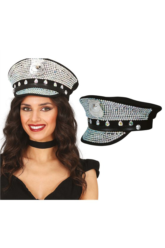 POLICE CAP WITH DIAMONDS, ADULTS