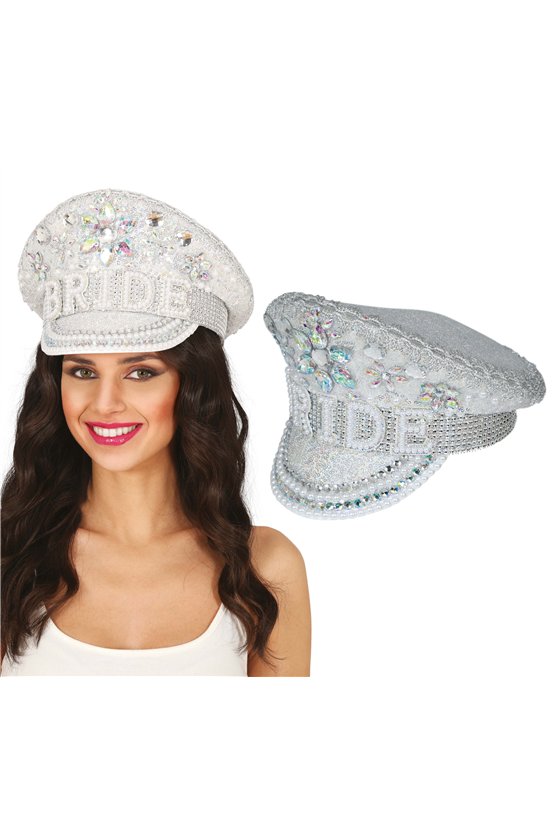 BRIDE CAPTAIN HAT WITH JEWELS, ADULTS