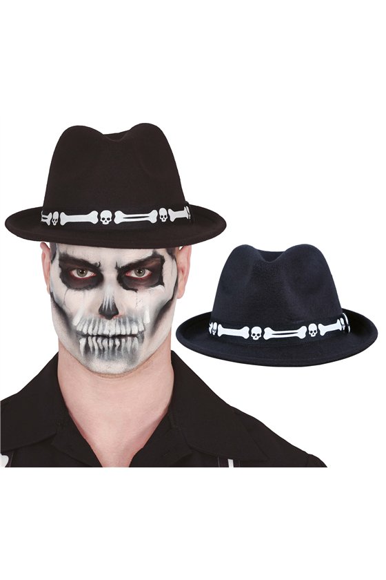 BLACK HAT WITH BONES