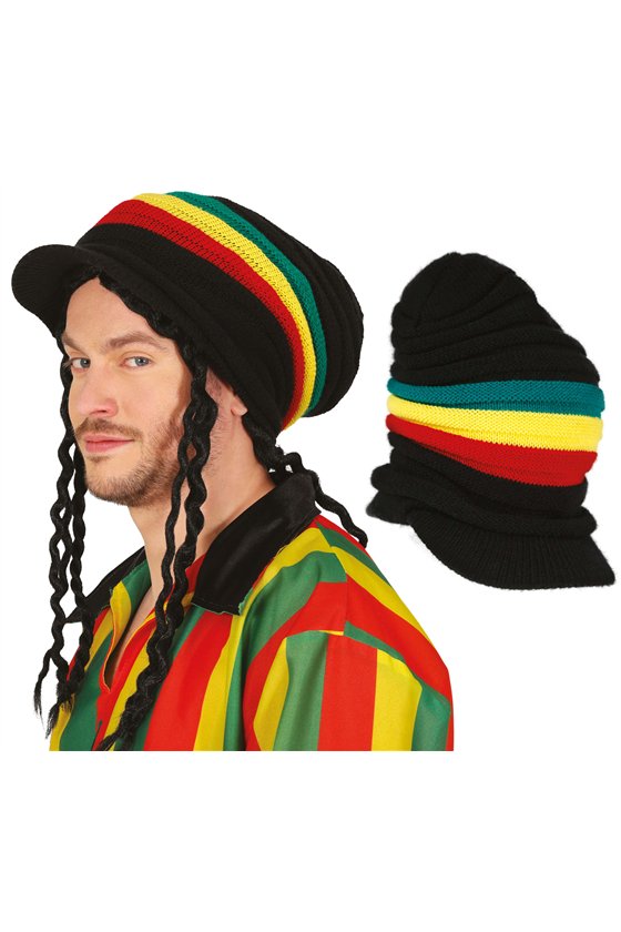 RASTA CAP WITH VISOR, ADULT