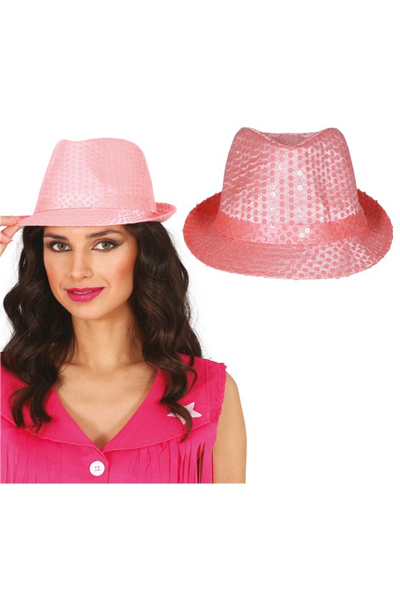 PINK SEQUIN GANGSTER HAT