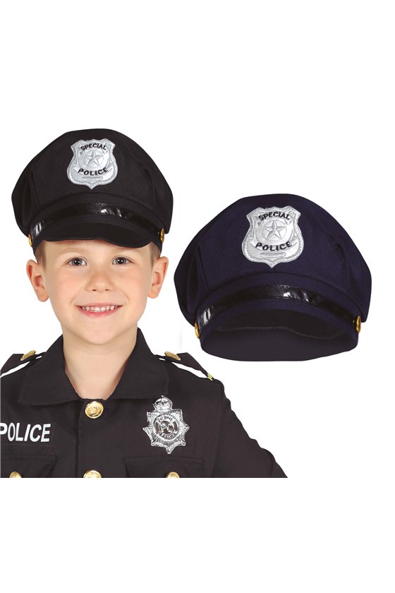 FABRIC POLICE HAT, BLACK, CHILDREN