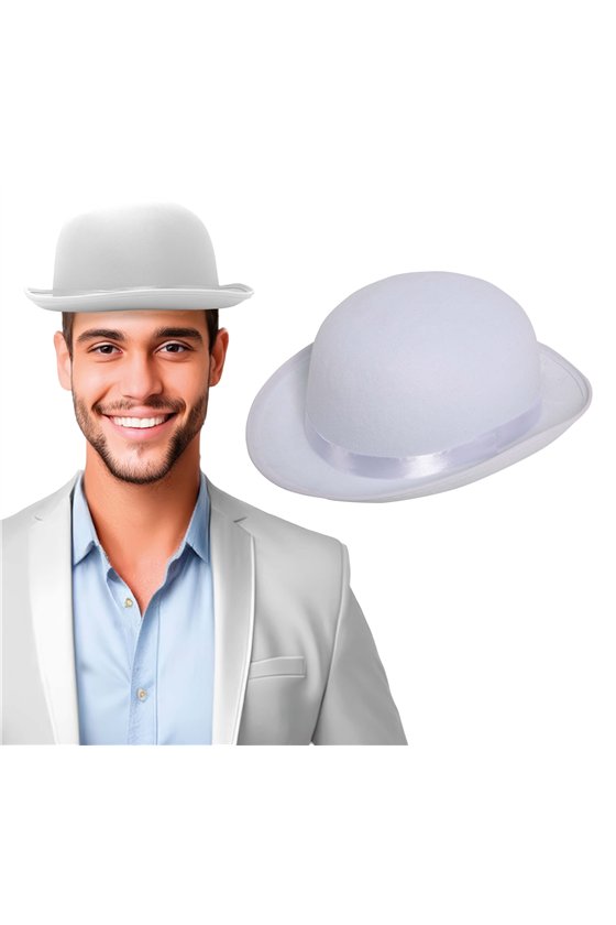 WHITE FELT BOWIN HAT