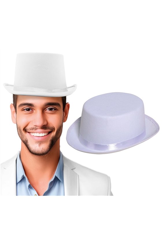 WHITE FELT TOP HAT