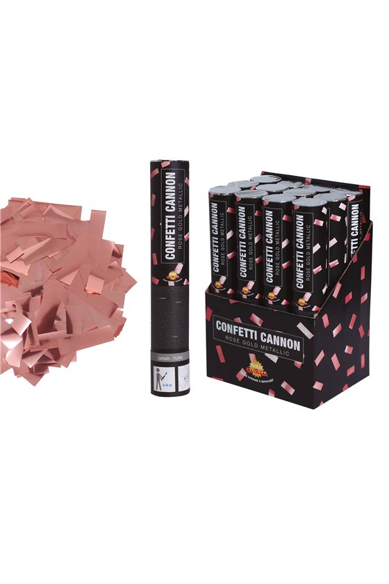PINK GOLD METALIC CONFETTI CANNON 30 CMS