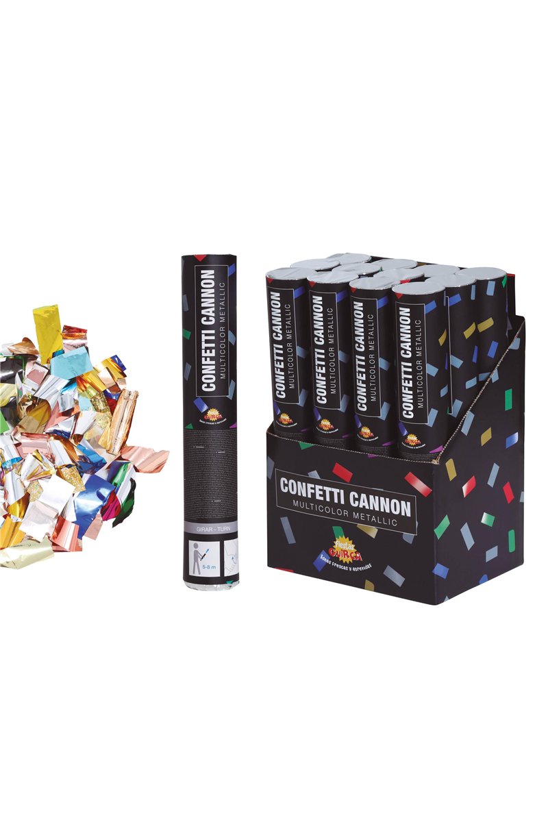 MULTICOLOR METALIC CONFETTI CANNON 30 CMS