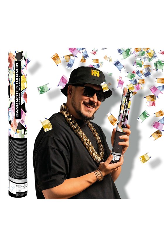 40 CM CONFETTI CANNON WITH EURO BANKNOTES