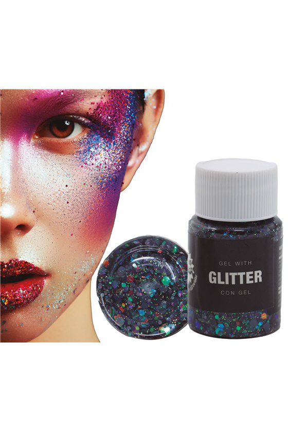 POT GLITTER-GEL BLACK, 20 GR