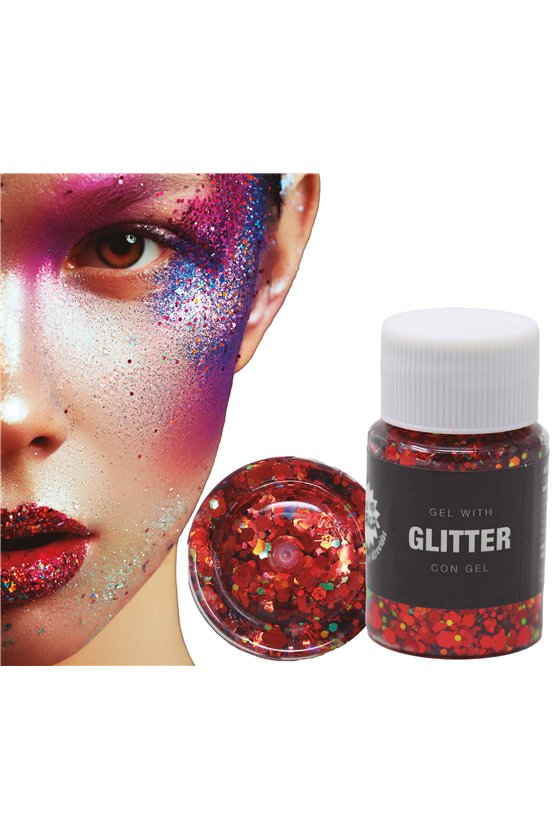 POT GLITTER-GEL RED, 20 GR