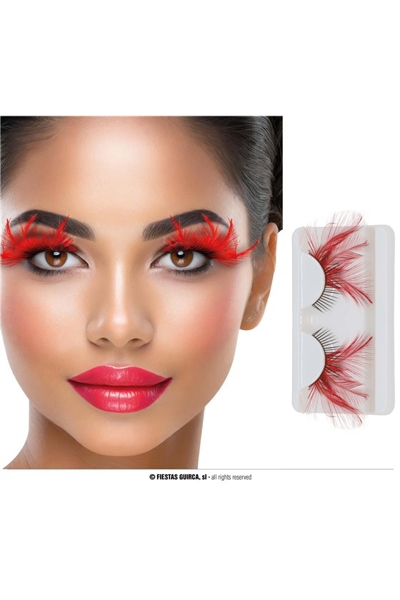 RED FEATHER EYELASHES