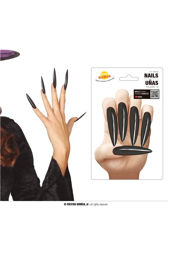 12 BLACK NAILS WITH ADHESIVE