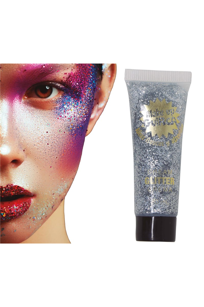 GLITTER MAKE-UP TUBE, CREME 20ML, SILVER