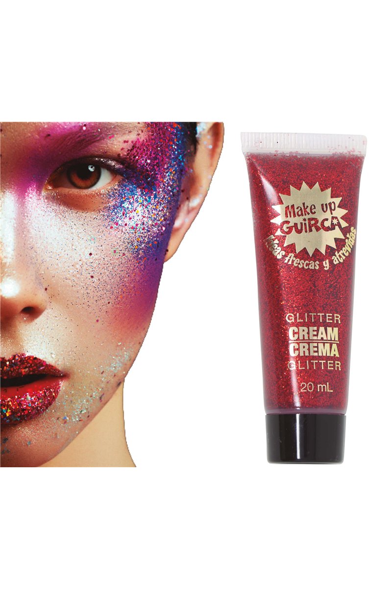 GLITTER MAKE-UP TUBE, CREME 20ML, RED