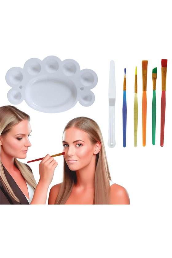 MAKEUP SET WITH 5 BRUSHES, PALETTE AND SPATULA