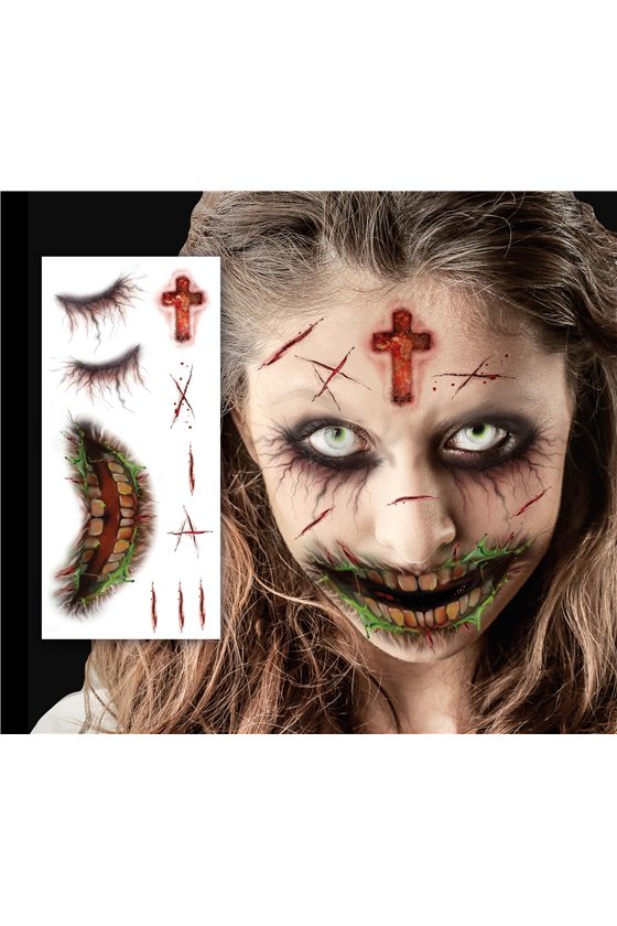 ZOMBIE FACE TATTOOS 30X13 CM
