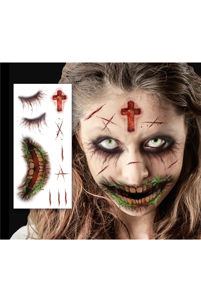 ZOMBIE FACE TATTOOS 30X13 CM
