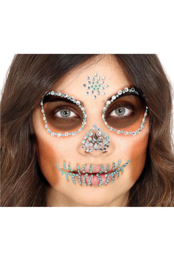 GREEN SKULL FACE GEMS ADHESIVE