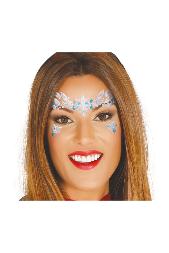 BLUE AND WHITE ADHESIVE FACE JEWELLERY