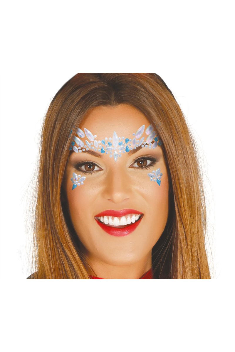 BLUE AND WHITE ADHESIVE FACE JEWELLERY