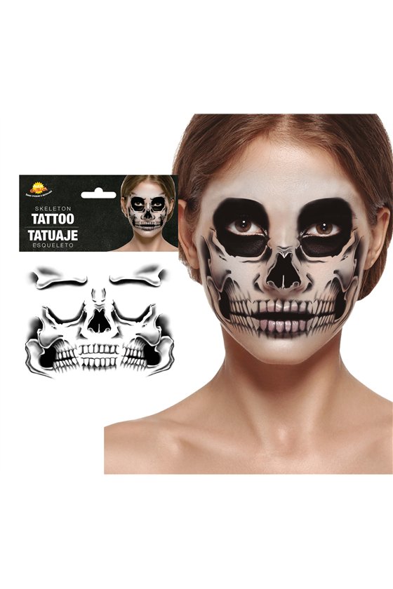 FACE SKELETON TATTOO 30X 14 CM