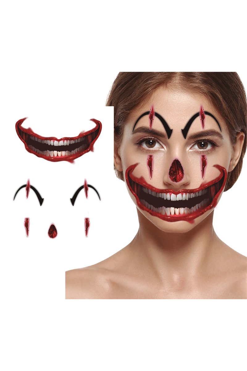 FACE CLOWN TATTOO 30X 14 CM