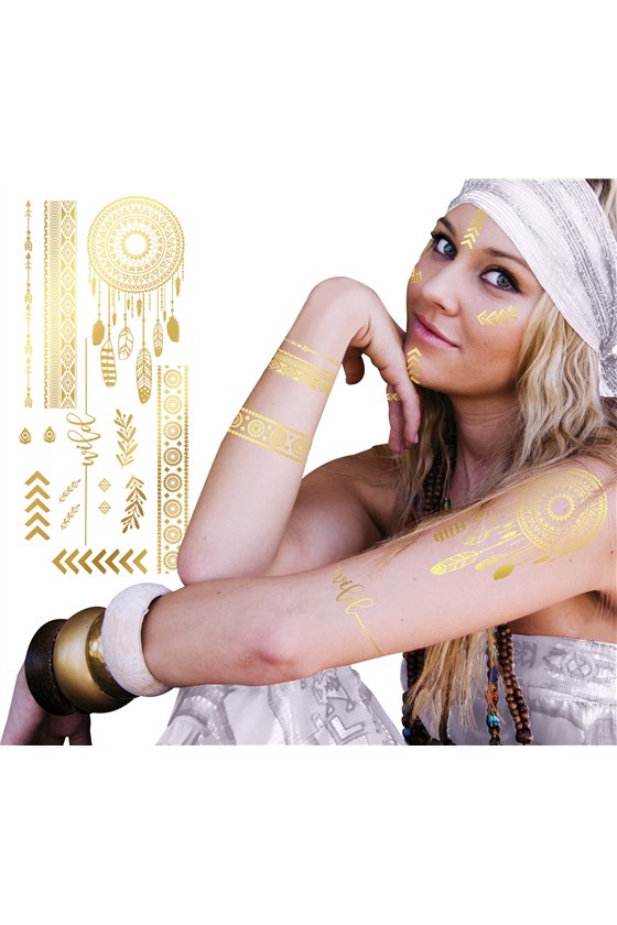 HIPPIE GOLD TATTOO, 14X30 CMS