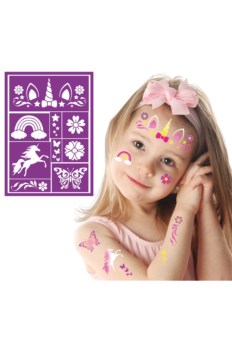 UNICORN CHILDRENS ADHESIVE MAKEUP STENCIL 14X20 CM