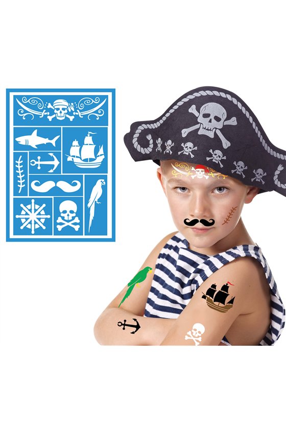 PIRATE CHILDRENS ADHESIVE MAKEUP STENCIL 14X20 CMS