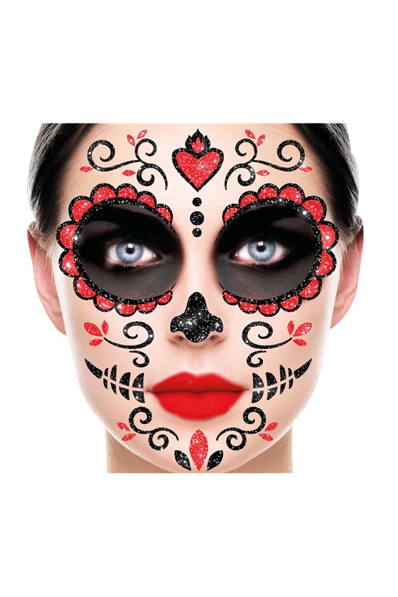 DAY OF THE DEAD GLITTER FACE, 20X20 CMS