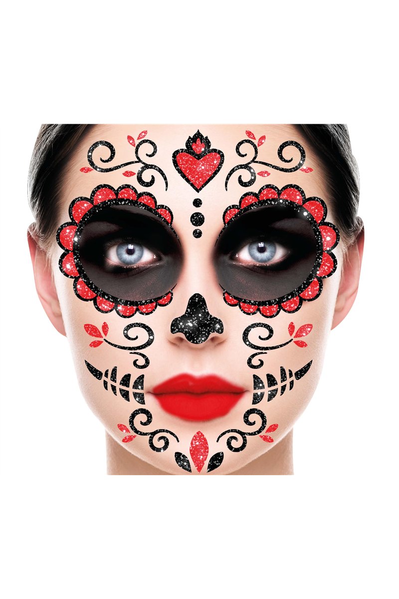 DAY OF THE DEAD GLITTER FACE, 20X20 CMS