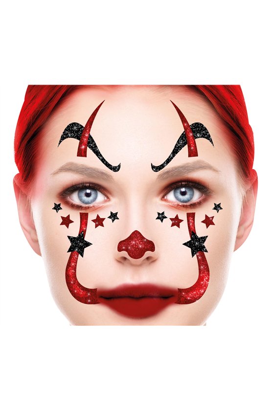CLOWN GLITTER FACE, 20X20 CMS.