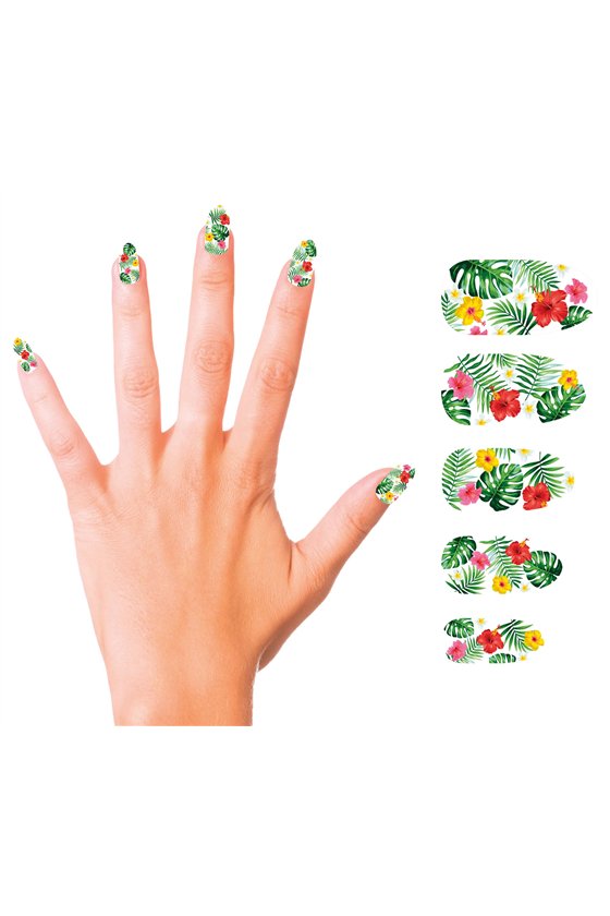 12 TROPICAL HAWAII NAILS WITH GLUE