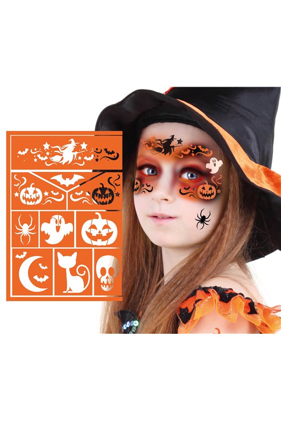 CHILDREN ADHESIVE MAKEUP STENCIL WITCH 14X20 CM