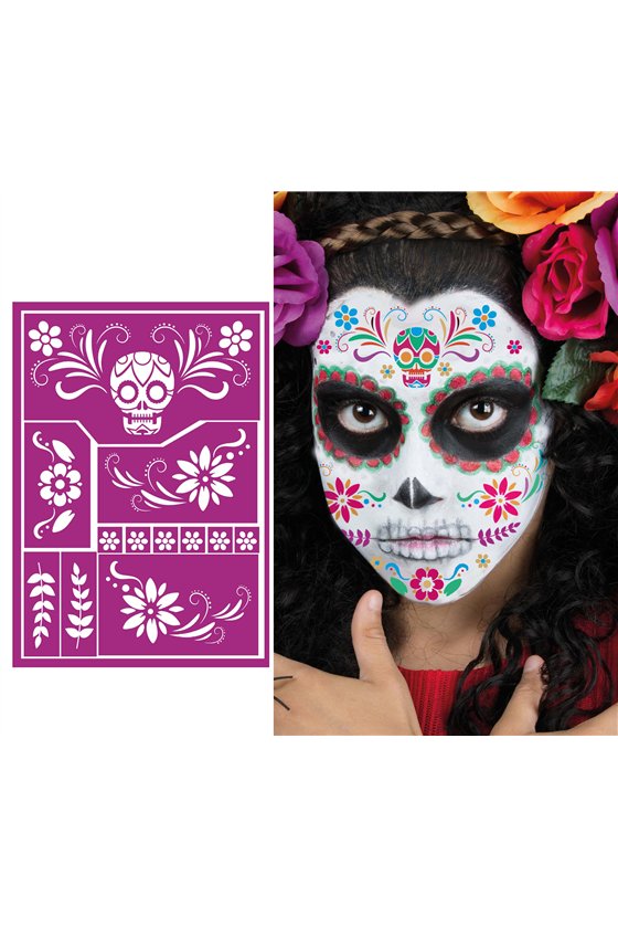 CHILDREN ADHESIVE MAKEUP STENCIL CATRINA 14X20 CM