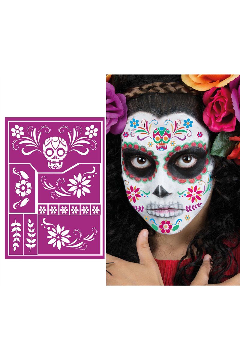 CHILDREN ADHESIVE MAKEUP STENCIL CATRINA 14X20 CM