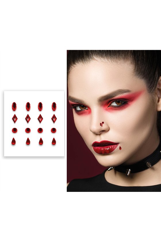 RED FACE GEM STICKERS / FAKE PIERCING