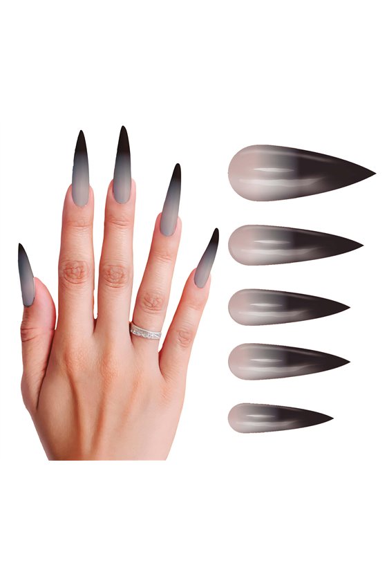 12 LONG GOTHIC NAILS WITH GLUE