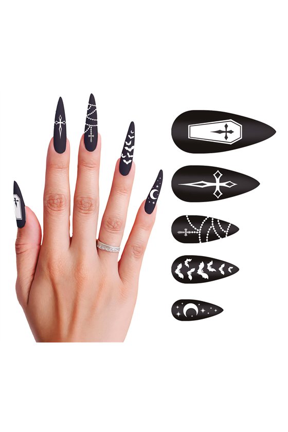 12 LONG VAMPIRE NAILS WITH GLUE