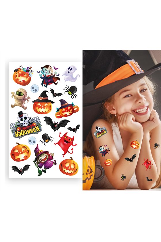 HALLOWEEN TATTOOS SHEET WITH GLUE