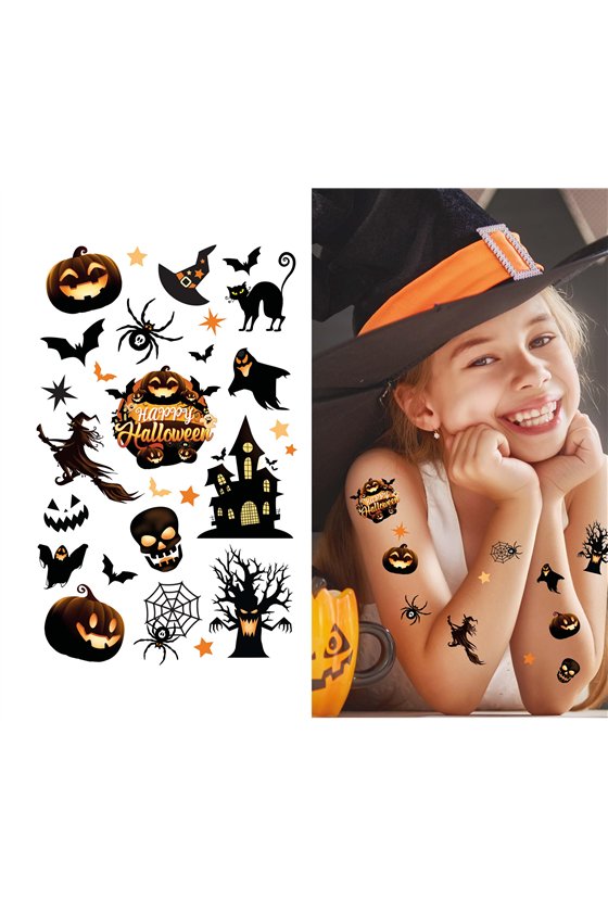 HALLOWEEN TATTOOS SHEET WITH GLUE