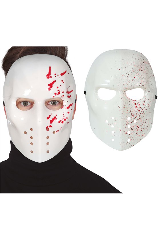 WHITE BLOODY PVC HOCKEY MASK  