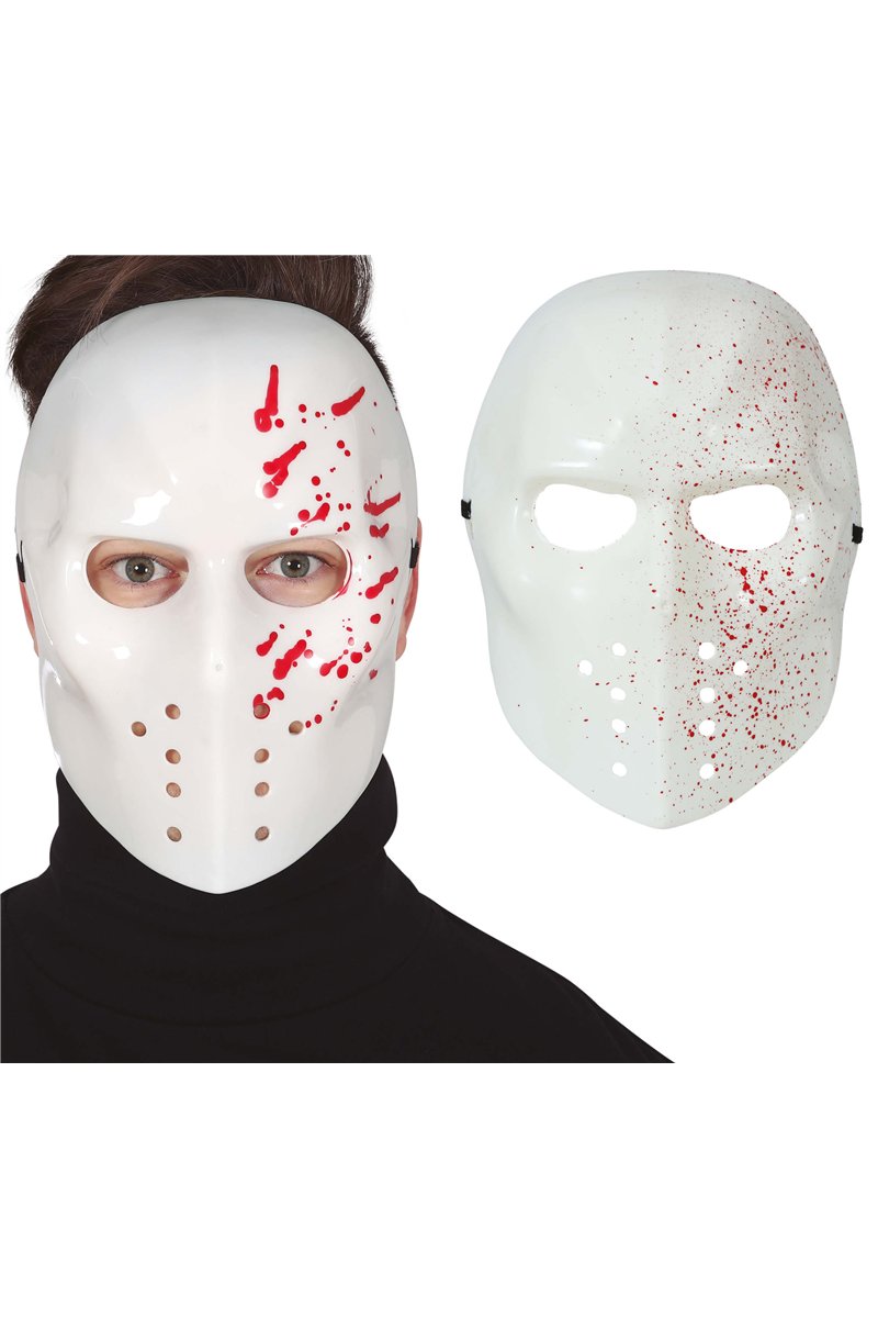 WHITE BLOODY PVC HOCKEY MASK  