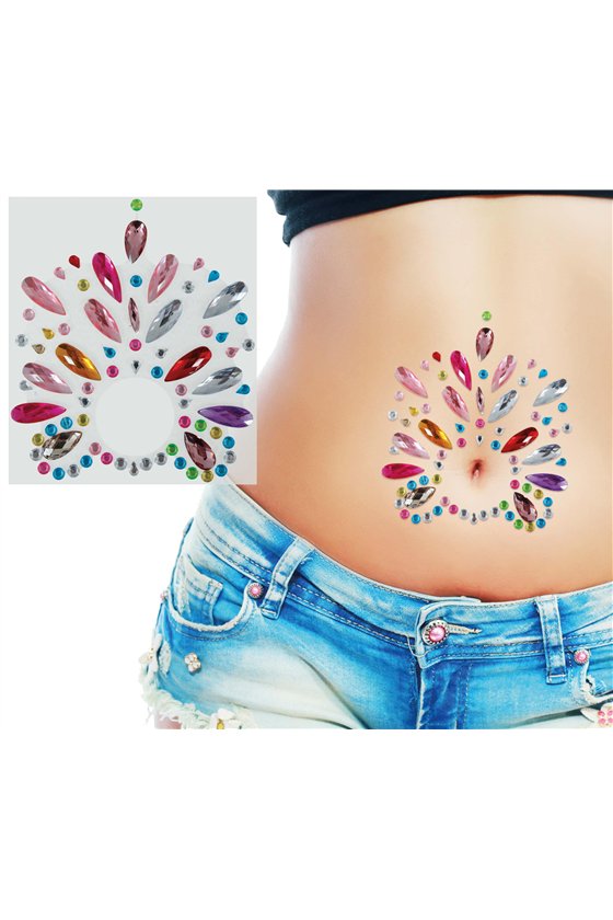 BELLY BUTTON JEWELS, COLORFUL, 12X20CM, ADULTS