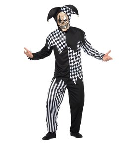 Evil Court Jester Costume, Black & White